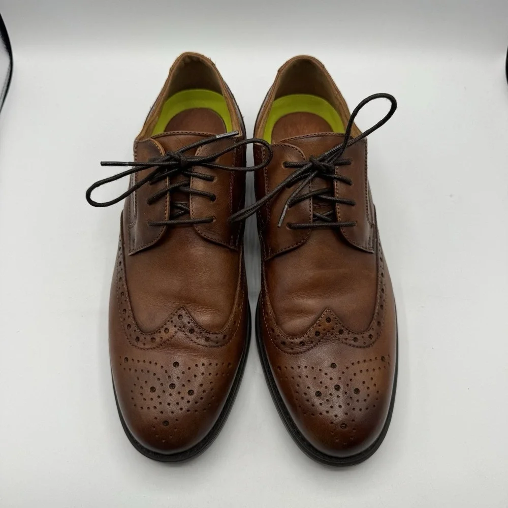 Florsheim Comfortech Shoes Men 8.5 D Brown Leather Wingtip Brogue Oxford